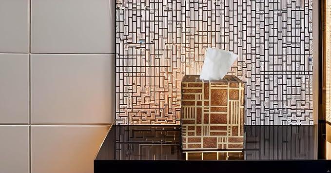 Hymmah Modern Square Tissue Box Cover Holder,Bathroom Accessories Decor Unique Design Tissue Box Cover for Bathroom Vanity Counter Tops Also Great for Bedrooms and Living Rooms - ModernBath