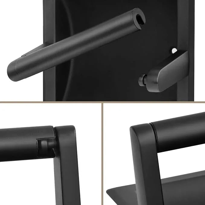 Recessed Toilet Paper Holder for Large Rolls, Pivoting Stainless Steel in Wall Toilet Paper Holder, Wall Mounted Bathroom Tissue Roll Dispenser with Modern Matte Black Finish - ModernBath