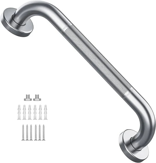 12 Inch Anti Slip Shower Grab Bar, Munzong Stainless Steel Bathroom Grab Bar, Satin Brushed Nickel Knurled Bathroom Balance Bar,Safety Hand Rail Support Handicap Elderly Senior Assist Bath Handle - ModernBath