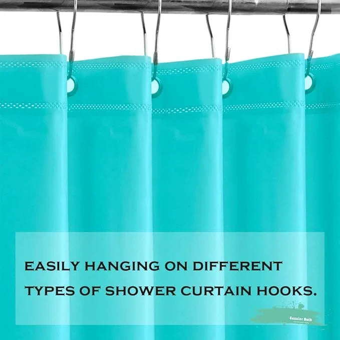 Eazzier Bath Aqua Blue Plastic Shower Curtain Or Liner, 72x72 Inch Lightweight Teal Blue Plastic Bathroom Shower Showroom Inner Curtain with Rustproof Metal Grommet Holes and Weighted Magnets - ModernBath