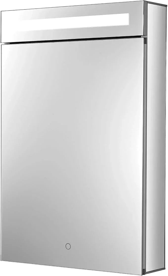 Fine Fixtures Bathroom Medicine Cabinet, Aluminum, Recessed/Surface Mount, 20" x 30", Left Hinged, Mirrored Interior w/LED - ModernBath