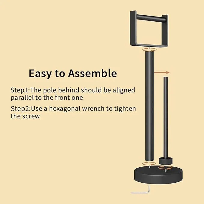 YUMORE Toilet Paper Holder Stand with Storage, Bathroom Weighted Base Floor Toilet Paper Roll Holder Free Standing for 3 Rolls, Matte Black - ModernBath