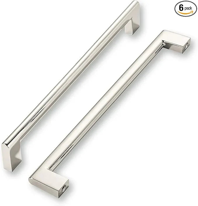 khtumeware 10 Inch Hole Center 6 Pack Polished Nickel Cabinet Pulls Heavy Duty Solid Kitchen Drawer Handle, Hardware for Bathroom, Drawer, Cabinet, Door Cabinet - ModernBath