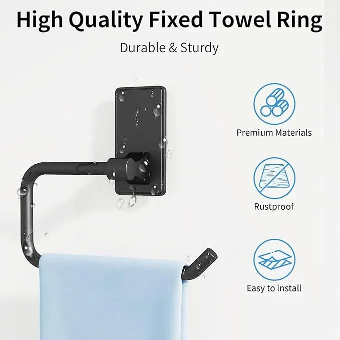2-Piece Towel Ring, Adhesive Hand Towel Holder for Bathroom, Modern Style Towel Hangers Wall-Mounted Hand Towel Rack for Bathroom, Matte Black - ModernBath