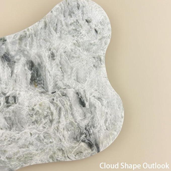 WneFu Choiziic Natural Decorative Tray, Cloud Shape, Modern Style, Polished Finish, Bathroom Kitchen Counter Vanity Organizer (Green-Marble-M) - ModernBath
