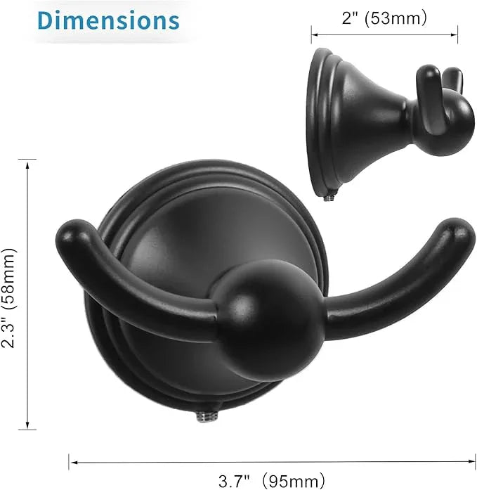 FILTA Bathroom Towel Hooks, Matte Black Robe & Towel Hooks for Wall Mounted, Traditional Towel and Robe Hooks for Hanging Towels, Bath Towel Holder for Shower (6 Pack) - ModernBath