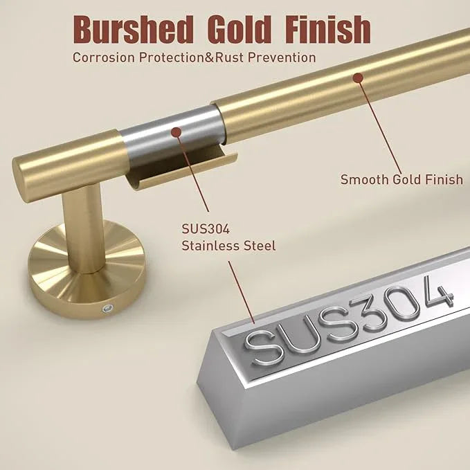 Brushed Gold Towel Bar Set, 18 Inch Bathroom Accessories Set, Wall Mounted Bathroom Hardware Set, Durable SUS304 Stainless Steel, 5-Piece - ModernBath