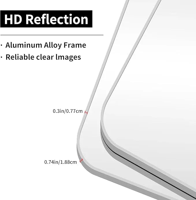 CIVENO Silver Bathroom Mirror, 72 x 36 Inch Large Rectangle Mirror, Rectangular Vanity Mirror Aluminum Metal Frame, Rounded Corner Wall Mirror for Living Room Bedroom Entryway Horizontal/Vertical - ModernBath