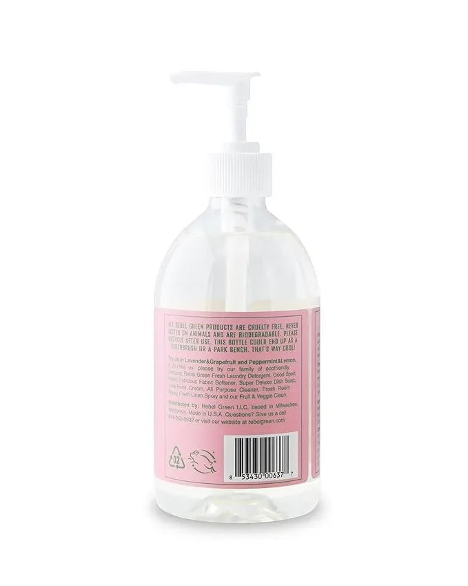 Rebel Green Liquid Hand Soap - Natural Hand Soap Pump Bottles - Bathroom & Kitchen Hand Soap - Hand Wash with Fresh Pink Lilac Scent - (16.9 oz Bottles, 4 Pack) - ModernBath