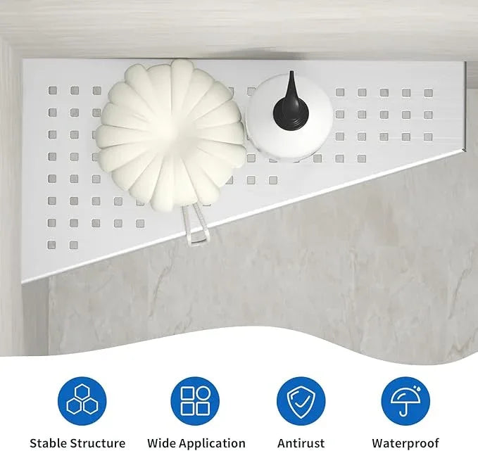 Corner Shower Shelf 2PCS, Trapezoid Shaped Bathroom Shelves 12'' for Tiled Wall, 304 Stainless Steel Grout in Shelf, No Drilling Needed (Silver) - ModernBath
