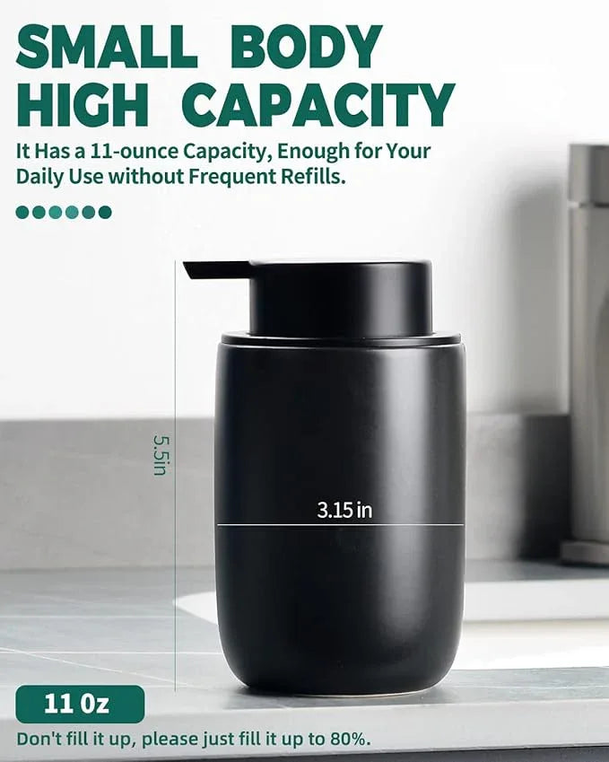 BosilunLife Black Foam Soap Dispenser - Ceramic Foaming Hand Wash Dispenser for Bathroom Modern Farmhouse Small Soap Dispenser Lotion Hand Pump Dispenser for Kitchen Sink - ModernBath