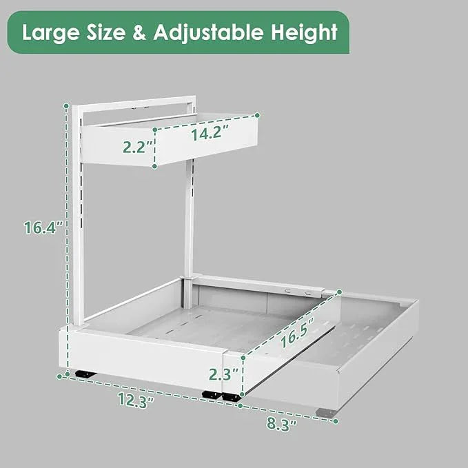REALINN Expandable Under Sink Organizers and Storage, 2 Tier Under Cabinet Organizer, Heights Adjustable Pull Out Rack for Kitchen Bathroom Laundry, White, 2 Pack - ModernBath