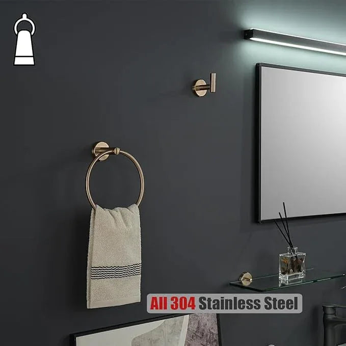 JQK Towel Ring Champagne Bronze, 304 Stainless Steel Hand Towel Holder for Bathroom Wall Mount, TR130-CB - ModernBath