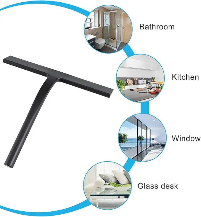 Anlynwooh All -Purpose Silicone Shower Squeegee for Shower Glass Door with Hook, Bathroom Accessories for Window Mirror Tile Car Shower Walls,Household Shower Cleaner Tool (Black, 9 inch(1 Hook) - ModernBath