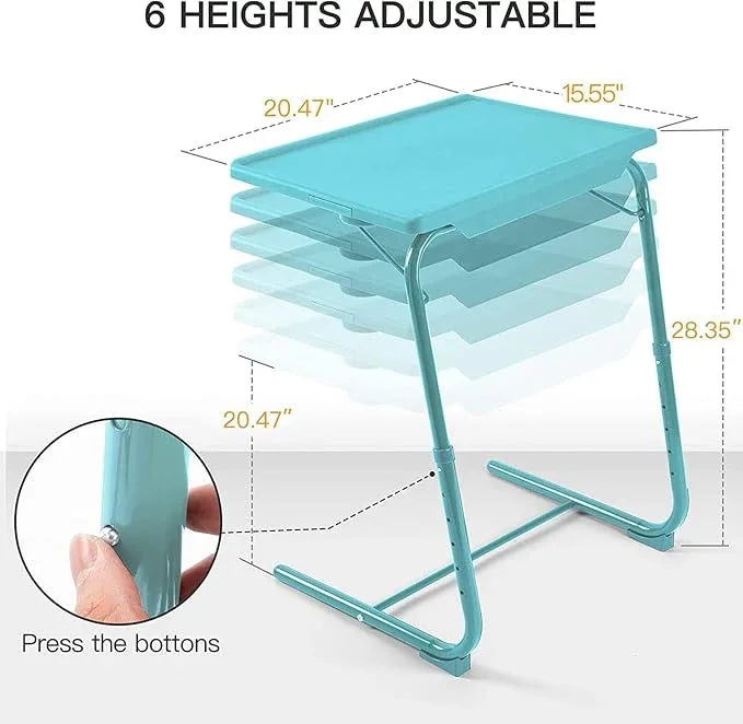 HUANUO Adjustable TV Tray Table - TV Dinner Tray with Cup Holder on Bed & Sofa, Comfortable Folding Table with 6 Height & 3 Tilt Angle Adjustments for Laptop (Azure) - ModernBath