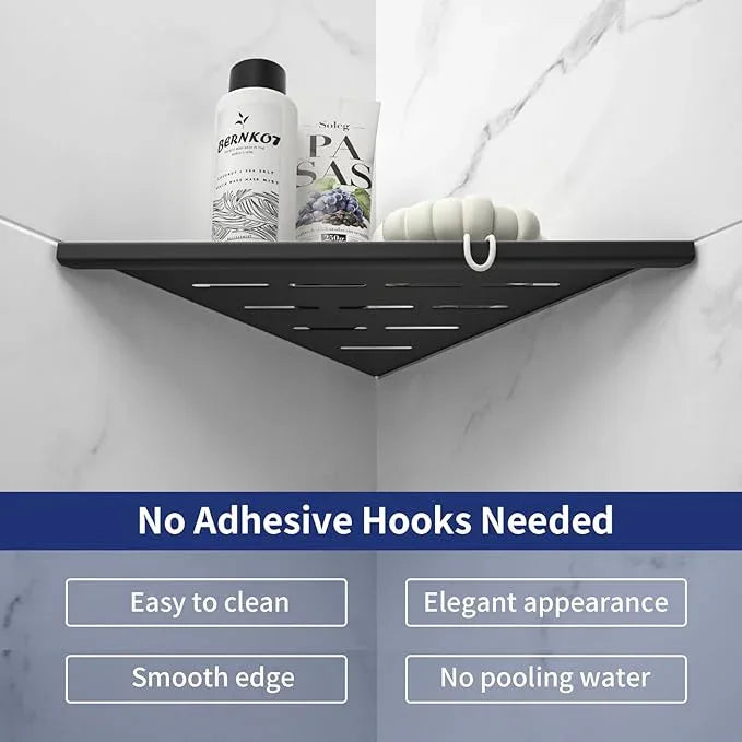 10'' Corner Shower Shelf 2PCS, 304 Stainless Steel Grout in Bathroom Shelves for Tiled Wall, No Drilling Needed (10'', Black) - ModernBath