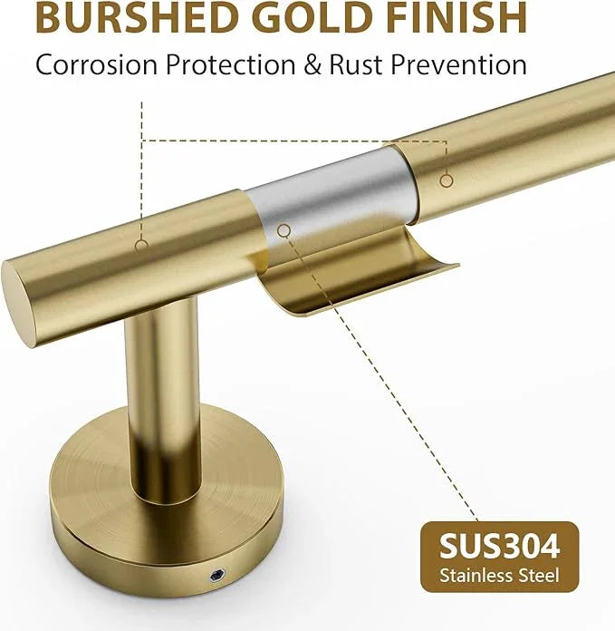 Brushed Gold Towel Bar 24 Inch (Total Length 26-Inch), Thicken Towel Rack for Bathroom Wall, SUS304 Stainless Steel Towel Rod, Modern Home Decor - ModernBath