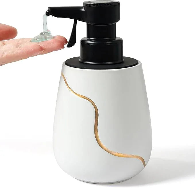 BosilunLife Automatic Soap Dispenser Bathroom - Liquid Hand Free Dispenser Battery Operated Smart Electric Lotion Soap Dispenser with Waterproof Pump Dish Soap Dispenser Ceramic White, 17oz - ModernBath