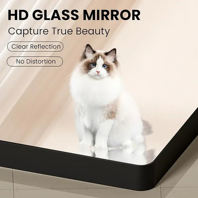 JISOSO 22x31 Inch Black Bathroom Mirror, Rounded Rectangle Matte Framed Wall Mounted Mirror, Bathroom Vanity Mirror, Tempered Glass, Anti-Rust, Horizontal/Vertical... - ModernBath