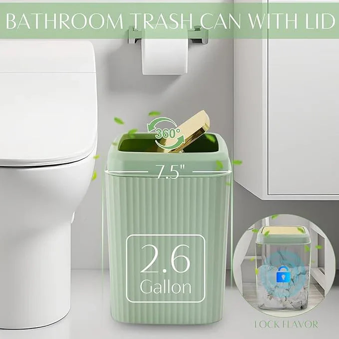 WSBArt 17PCS Bathroom Accessory Set Bathroom Set Green Bathroom Decor,Toilet Brush, Trash Can, Qtip Holder Dispenser& 3PCS Soap Dispenser - ModernBath