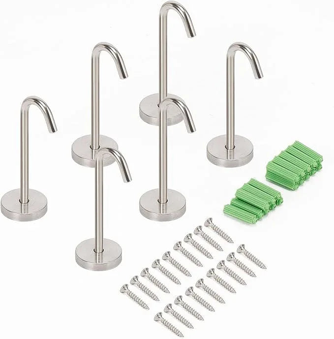 NearMoon Coat Hooks, Wall Mount Hooks for Hanging Hat Hurse Robe, 304 Stainless Steel Heavy Duty Towel Hangers for Bathroom Livingroom Kitchen-Ceiling Hook, 6 Pack (4 Inch, Brushed Nickel) - ModernBath