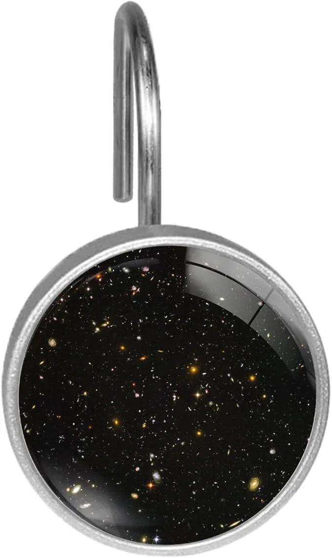 Universe Galaxy Shower Curtain Hooks Set of 12 Rustproof Metal Shower Hooks for Curtains Rods Shower Curtain Rings for Bathroom Living Room Bedroom Decor - ModernBath