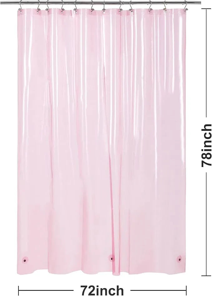 Barossa Design Clear Pink Long Shower Curtain Liner 78" Height - 3 Magnets & Waterproof Lightweight PEVA Shower Liner for Bath Tub, PVC Free, Metal Grommets, Clear Pink, 72x78 - ModernBath