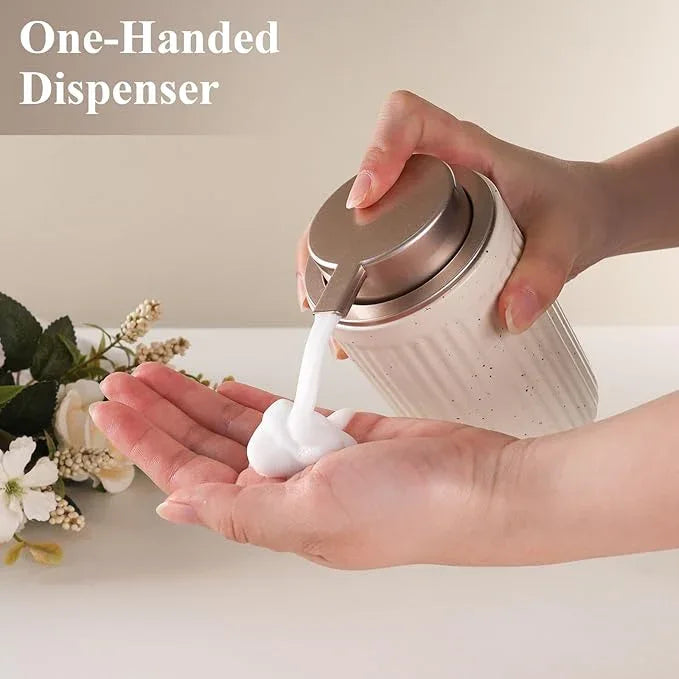 BosilunLife Foam Hand Soap Dispenser - Ceramic Foaming Soap Dispenser for Bathroom 12oz Refillable Liquid Lotion Soap Dispenser with Rust-Proof Foaming Pump for Countertop - ModernBath