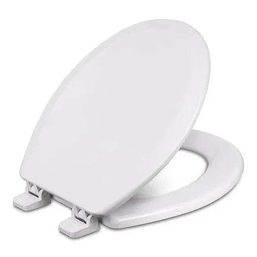 Centoco Round Toilet Seat, Heavy-Duty Wood Core with Plastic Scratch-Resistant Finish, Residential, Made in the USA, 700-301, Crane White (Cotton/Bright) - ModernBath