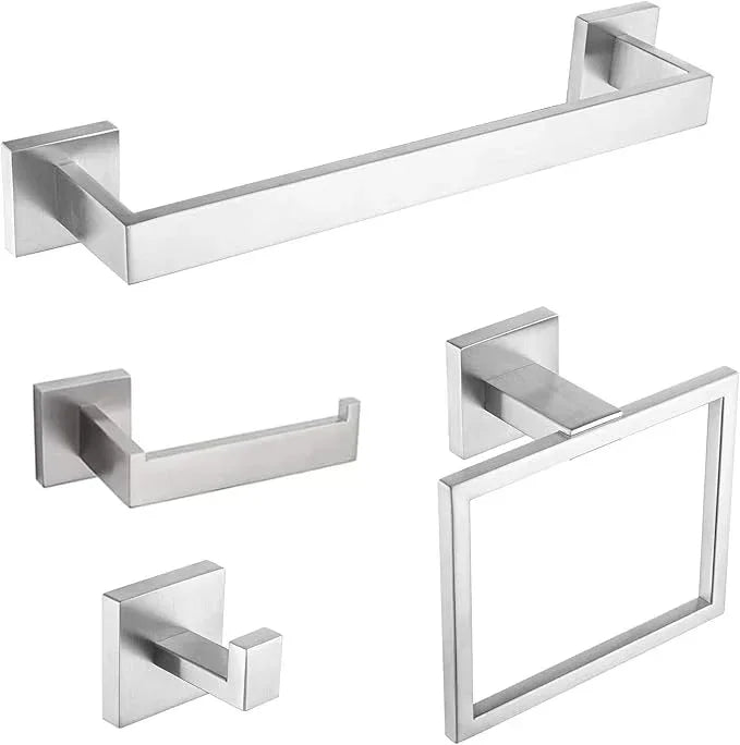 4-Piece Bathroom Hardware Set, Towel Rack Towel Holder Toilet Paper Holder Towel Hooks Towel Bar Set Stainless Steel Towel Rack Accessories Set Wall Mounted, Brushed Nickel 16 Inch - ModernBath