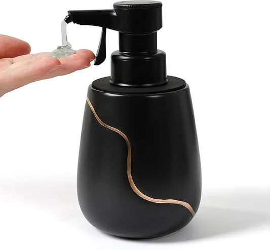 BosilunLife Automatic Soap Dispenser Bathroom - Liquid Hand Free Dispenser Battery Operated Smart Electric Lotion Soap Dispenser with Waterproof Pump Dish Soap Dispenser Ceramic Black, 17oz - ModernBath