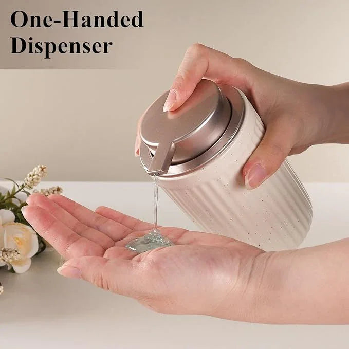 BosilunLife Dish Hand Soap Dispenser - Liquid Pump Soap Dispenser for Bathroom Decro Aprcot 12oz Ceramic Kitchen Dish Dispenser with Rust-Proof Liquid Pump Modern Refillable Lotion Bottles - ModernBath