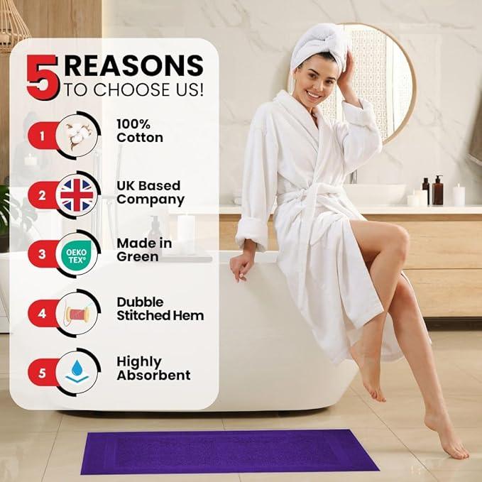 Infinitee Xclusives Premium Cotton Bath Mats for Bathroom – Pack of 2 | 34x22 Inches | Ultra Soft, Super Absorbent, Non-Slip, Machine Washable Mats (Profound Purple) [Not a Rug] - ModernBath