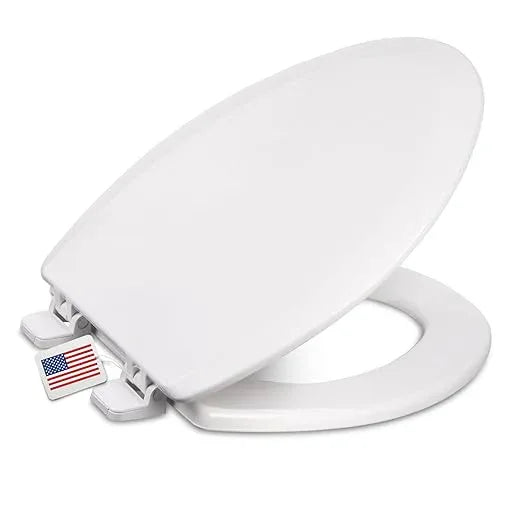 Centoco Elongated Toilet Seat, Heavy-Duty Wood Core with Plastic Scratch-Resistant Finish, Residential, Made in the USA, DSAMAZ9-301, Crane White (Cotton/Bright) - ModernBath