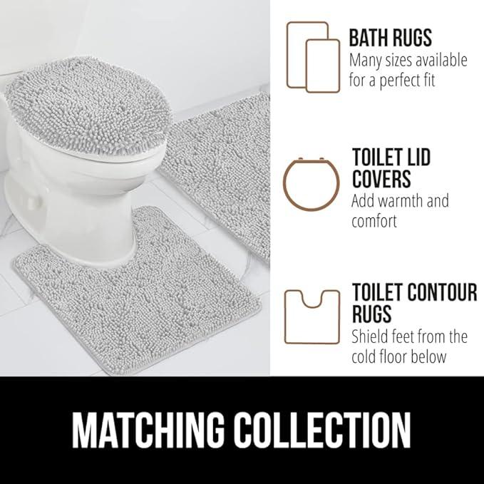 GORILLA GRIP Bathroom Rug Sets, Soft Chenille 2 Piece Area Rugs Set, Toilet Base Mat and 30x20 Carpet, Absorbent Microfiber Washable Mats Dry Quickly, Home Décor and Bath Room Accessories, Light Gray - ModernBath