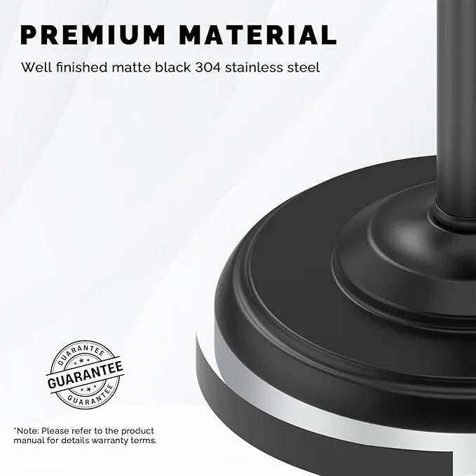 Black Toilet Paper Holder Stand, Matte Black Toilet Paper Holder Free Standing, Post Pivoting Design & Stable Weighted Base SUS304 Stainless Steel for Bathroom(Mega Roll) - ModernBath