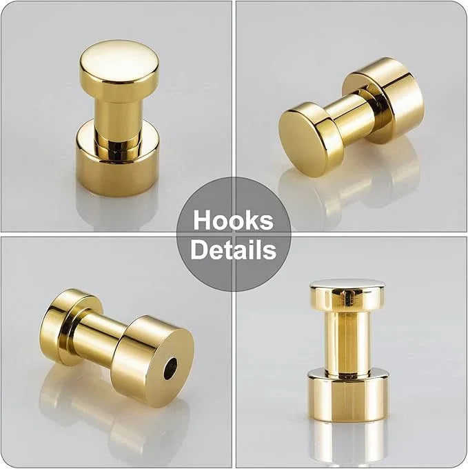 BVL Gold Robe Hook Brass Adhesive Towel Hook for Bathroom and Kitchen,5 of Packing - ModernBath