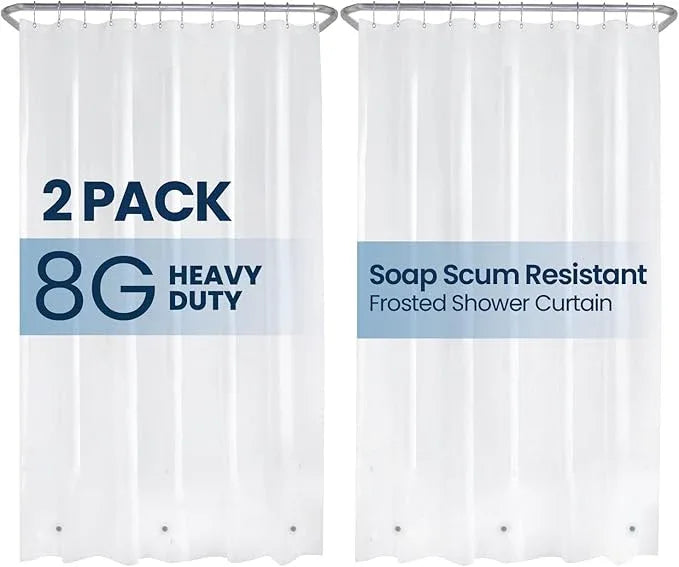 LiBa Shower Curtain - Waterproof Plastic Shower Curtain Premium PEVA Non-Toxic with Rust Proof Grommets Frosted 8G Heavy Frosted Duty Bathroom Accessories 72x72 2 Pack - ModernBath