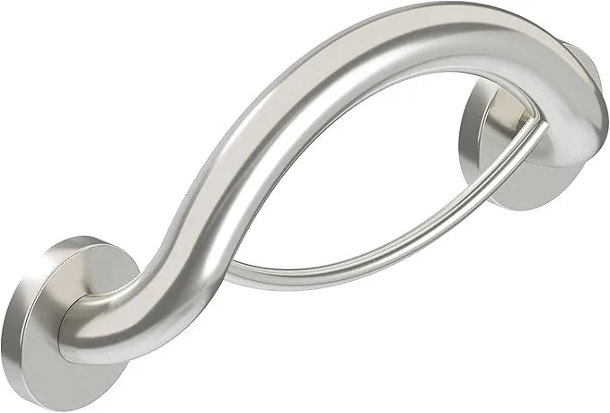 HEALTHCRAFT Plus 2-in-1 Towel Ring & Grab Bar (14 Inch) | ADA Compliant Bathroom Safety Grab Bar for Seniors, Wall-Mounted, Supports Up to 500 lbs, Brushed Stainless Steel - ModernBath