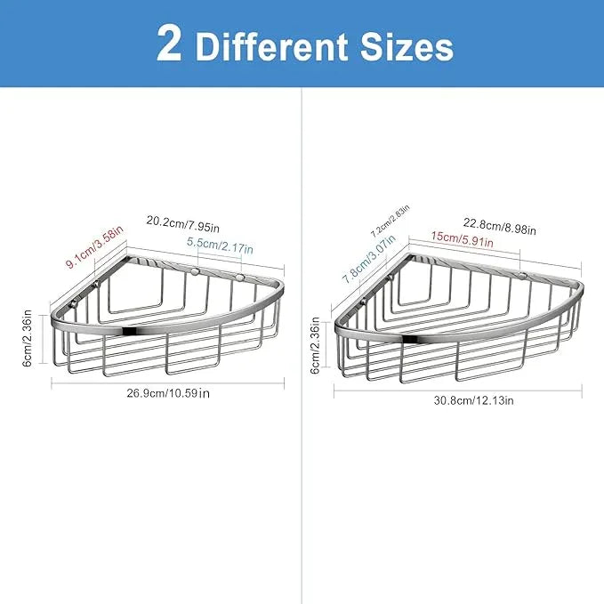 Segistan Corner Shower Caddy Organizer, SUS304 Stainless Steel Heavy Duty Rust-Proof Shelf Shampoo Holder, Wall Mounted Storage Rack for Bathroom Kitchen, 2 Packs Polished Chrome - ModernBath