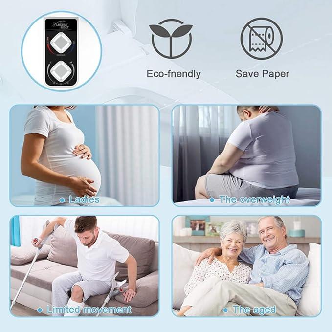 GOESMO Bidet Attachment for Toilet, Hot and Cold Water Non-Electric Self Cleaning Dual Nozzle(Frontal/Rear Wash) for Bidet Toilet Seat, Adjustable Water Pressure, Extra Phone Holder for Bathroom - ModernBath