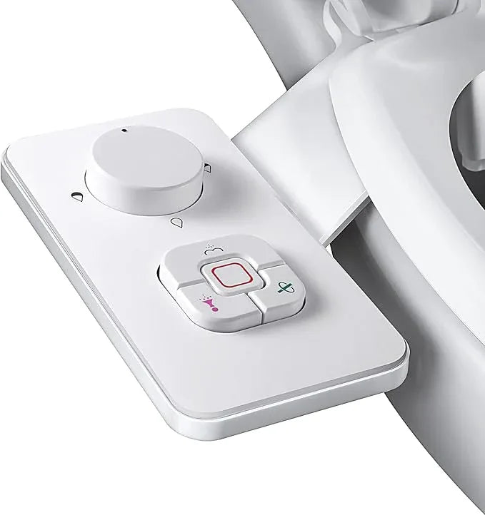 SAMODRA Bidet Attachment, Non-Electric Cold Water Bidet Toilet Seat Attachment with Pressure Controls, Retractable Self-Cleaning Dual Nozzles for Frontal & Rear Wash - White - ModernBath