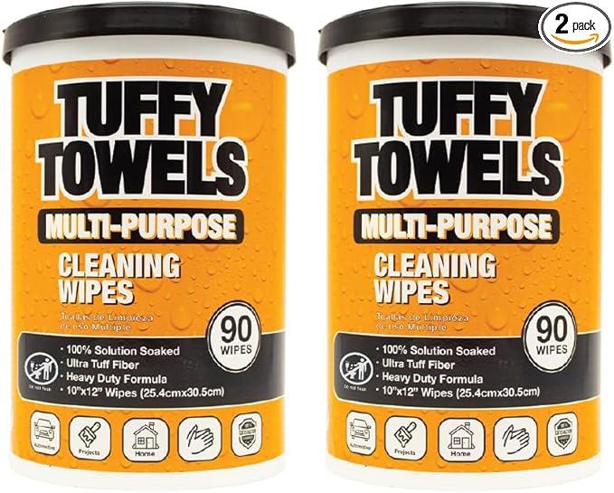 LAUCO Tuffy Scrub Cleaning Wipes – 90 Count (10" x 12") – Heavy Duty & Multi-Purpose Hand and Surface Towels for Industrial, Shop, Auto & Home Use (2 Pack, Multi-Purpose) - ModernBath
