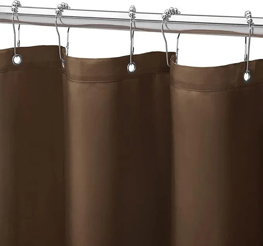 Gibelle Brown Fabric Shower Curtain or Liner, 72x72 Waterproof Shower Curtain Liner for Bathroom with Metal Grommets, Soft Cloth & Hotel Quality, Machine Washable - ModernBath