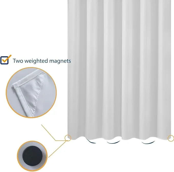 N&Y HOME Short Fabric Shower Curtain Liner 60 inches Long, Hotel Quality, Machine Washable, White Shorter Bathroom Curtains with Grommets, 72x60 - ModernBath