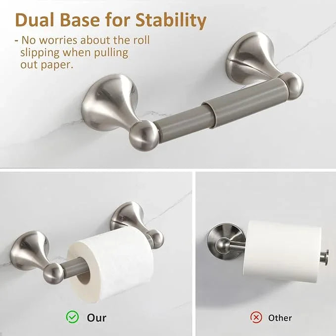 BGL Bathroom Accessories Set, Glossy Stain Nickel Expandable Towel Bar 4-Piece Bathroom Accessory Set Wall Mounted Towel Ring Robe Hook Toilet Paper Holder Towel Holder - ModernBath