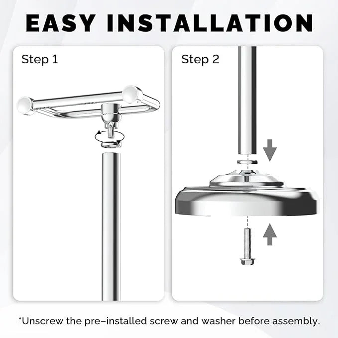 Toilet Paper Holder Stand, Polished Chrome Toilet Paper Holder Free Standing, Post Pivoting Design & Stable Weighted Base SUS304 Stainless Steel for Bathroom(Mega Roll) - ModernBath