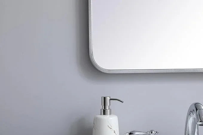 ARS Concepts Aura, Soft Corner Metal Rectangular Mirror 22X30 Inch in, Modern, Silver - ModernBath