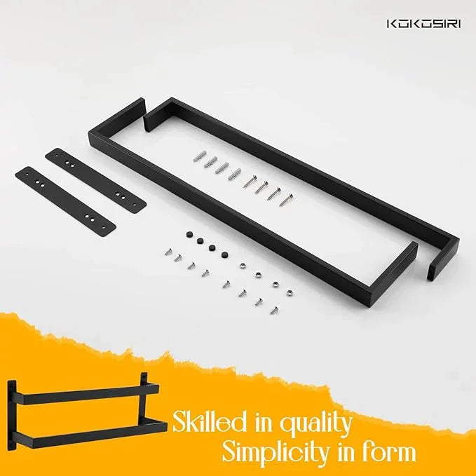 KOKOSIRI Towel Bars Black Bath Towel Holders 20 Inches Bathroom 2-Tiers Ladder Towel Rails Wall Mounted Towels Shelves Rack Stainless Steel, B5008BK-L20 - ModernBath
