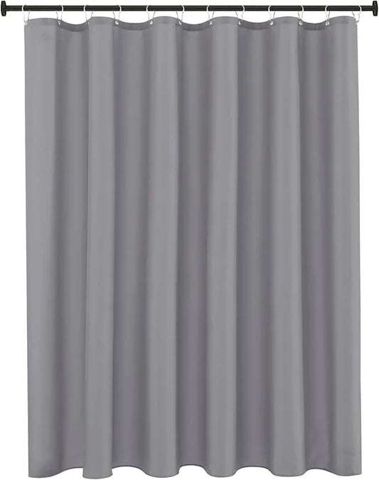 Biscaynebay Fabric Narrow Shower Stall Liners 54" Width by 72" Length, Silver Grey Water Resistant Bathroom Curtains, Rust Resistant Grommets (9 Holes) Weighted Bottom Machine Washable - ModernBath